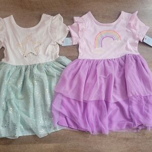Girls' Star and Rainbow Tulle Dresses Lot SIze 2T